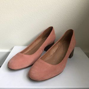 Madewell Suede Ella Stacked Heel Pumps